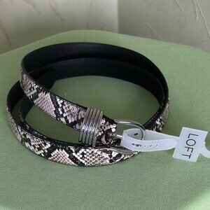 ANN TAYLOR LOFT SNAKE PRINT METAL KEEPER BELT:NWT NEUTRAL SNAKESKIN SIZE:XL